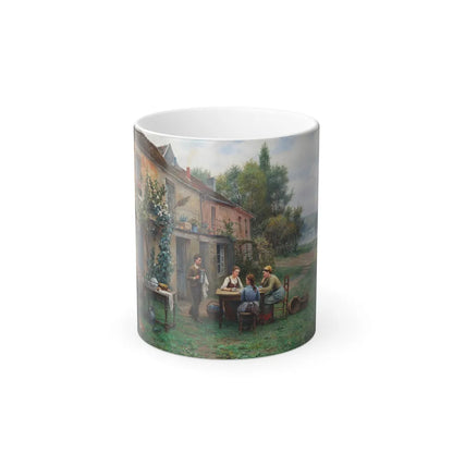 Daniel Ridgway Knight (1839-1924) Coffee in the Garden - Oil on canvas - Color Changing Mug 11oz-11oz-Go Mug Yourself