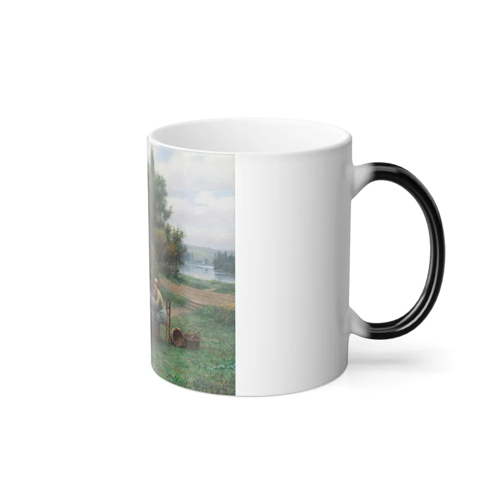 Daniel Ridgway Knight (1839-1924) Coffee in the Garden - Oil on canvas - Color Changing Mug 11oz-Go Mug Yourself