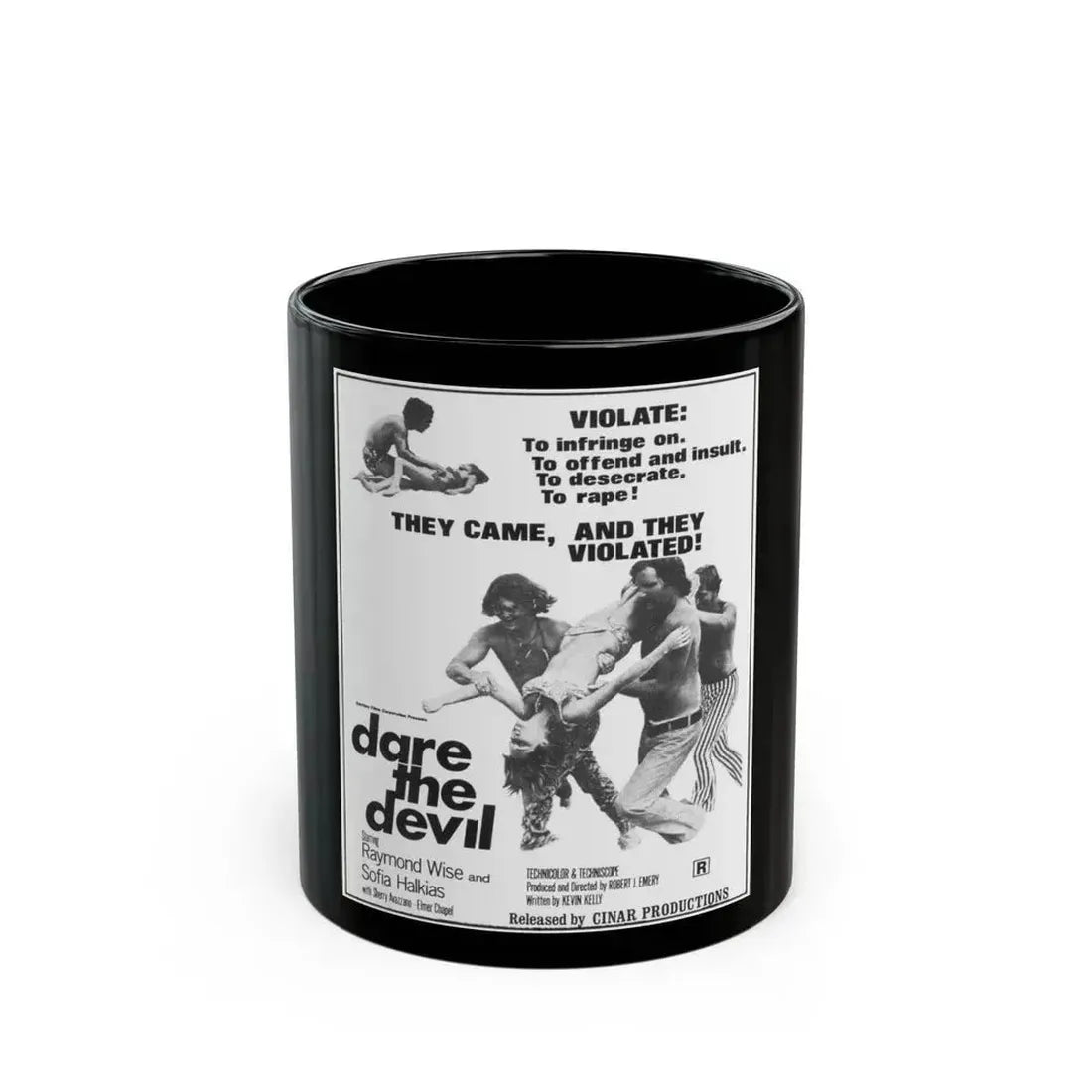 DARE THE DEVIL 1969 Movie Poster - Black Coffee Mug 11oz - Go Mug Yourself