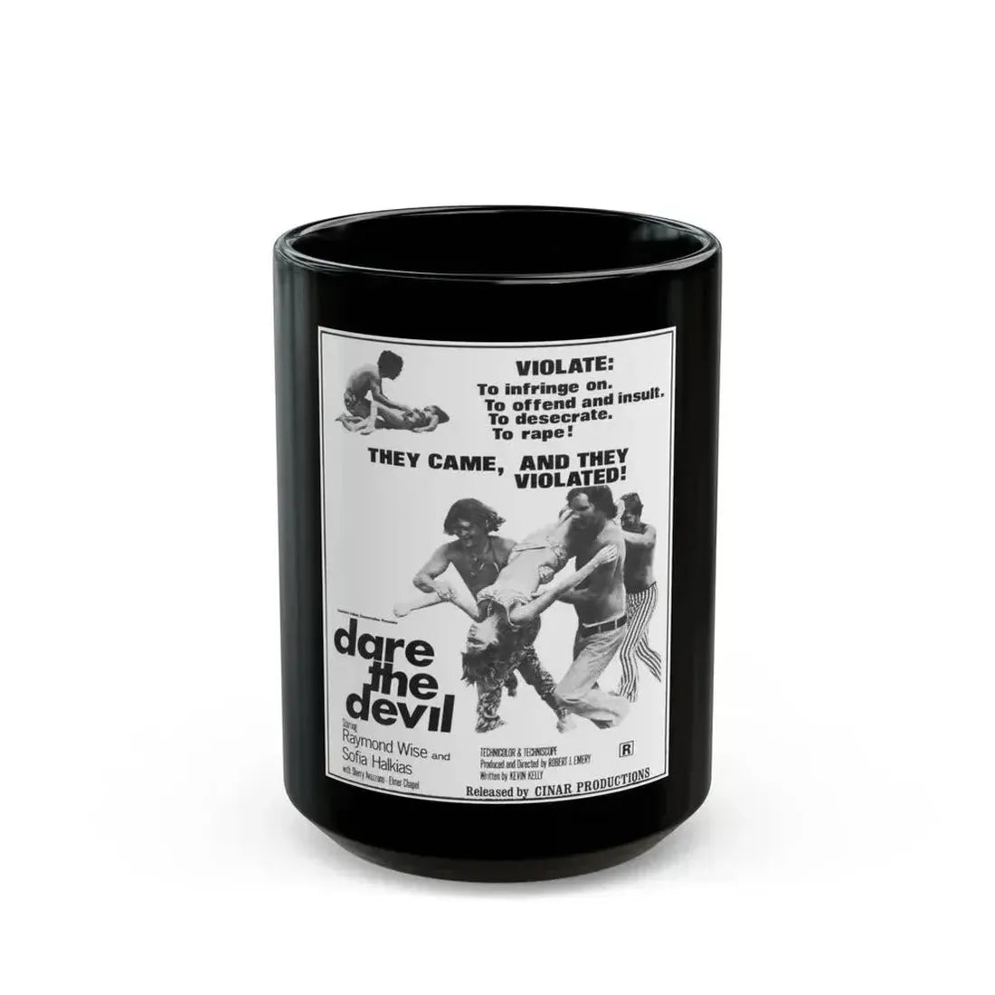 DARE THE DEVIL 1969 Movie Poster - Black Coffee Mug 15oz - Go Mug Yourself