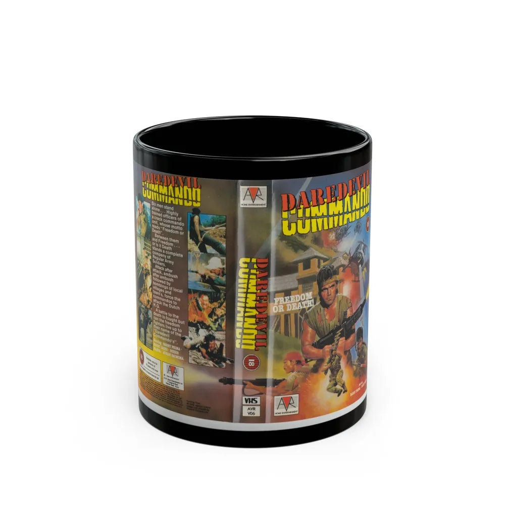 DAREDEVIL COMMANDO (VHS COVER) - Black Coffee Mug-11oz-Go Mug Yourself