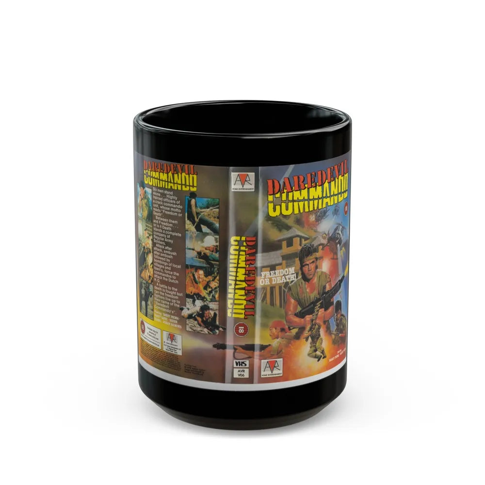 DAREDEVIL COMMANDO (VHS COVER) - Black Coffee Mug-15oz-Go Mug Yourself