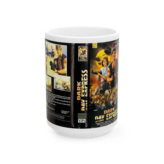 DARK DAY EXPRESS (VHS COVER) - White Coffee Mug 15oz - Go Mug Yourself