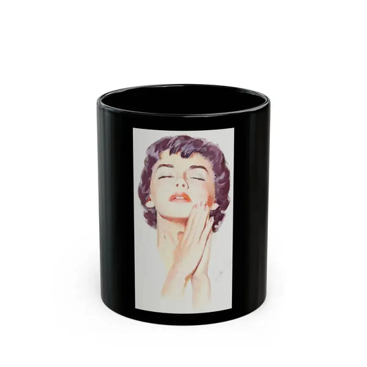 Dark Haired Women Portrait (c. 1950s) - Black Coffee Mug 11oz - Go Mug Yourself