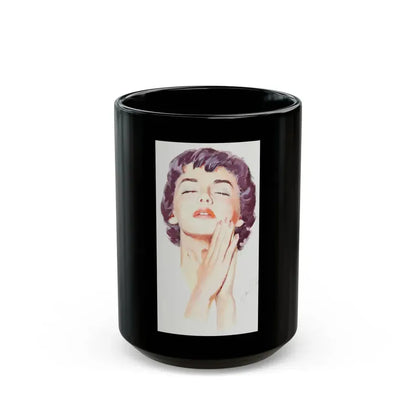 Dark Haired Women Portrait (c. 1950s) - Black Coffee Mug 15oz - Go Mug Yourself