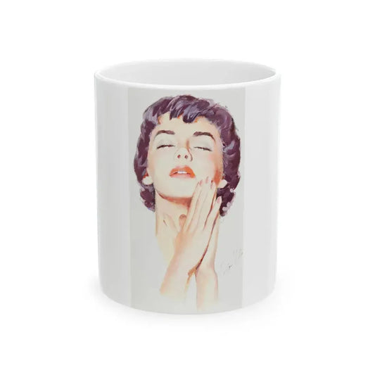 Dark Haired Women Portrait (c. 1950s) - White Coffee Mug 11oz - Go Mug Yourself
