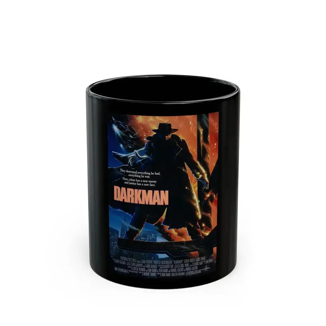 DARKMAN 1990 Movie Poster - Black Coffee Mug 11oz - Go Mug Yourself