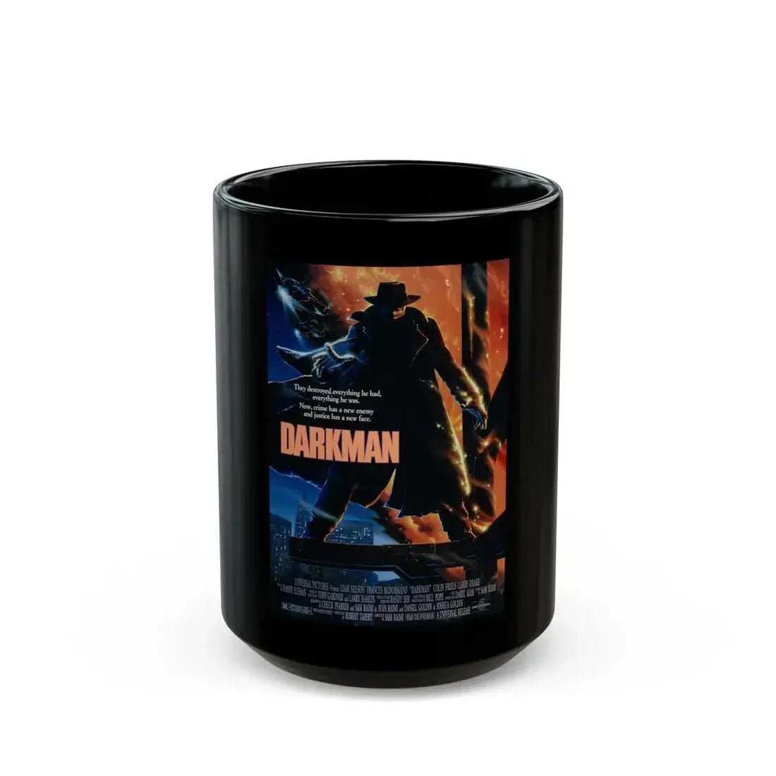 DARKMAN 1990 Movie Poster - Black Coffee Mug 15oz - Go Mug Yourself