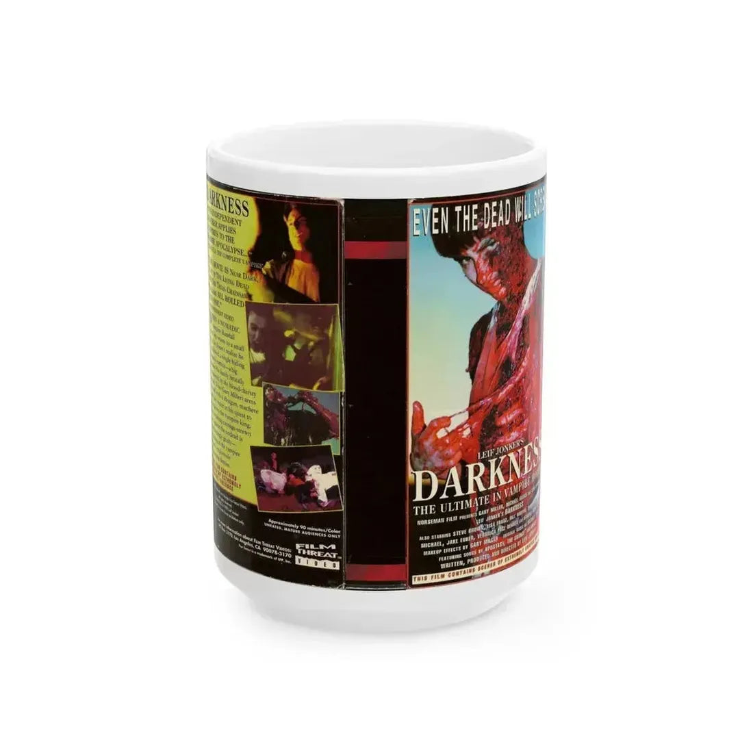 DARKNESS (VHS COVER) - White Coffee Mug 15oz - Go Mug Yourself
