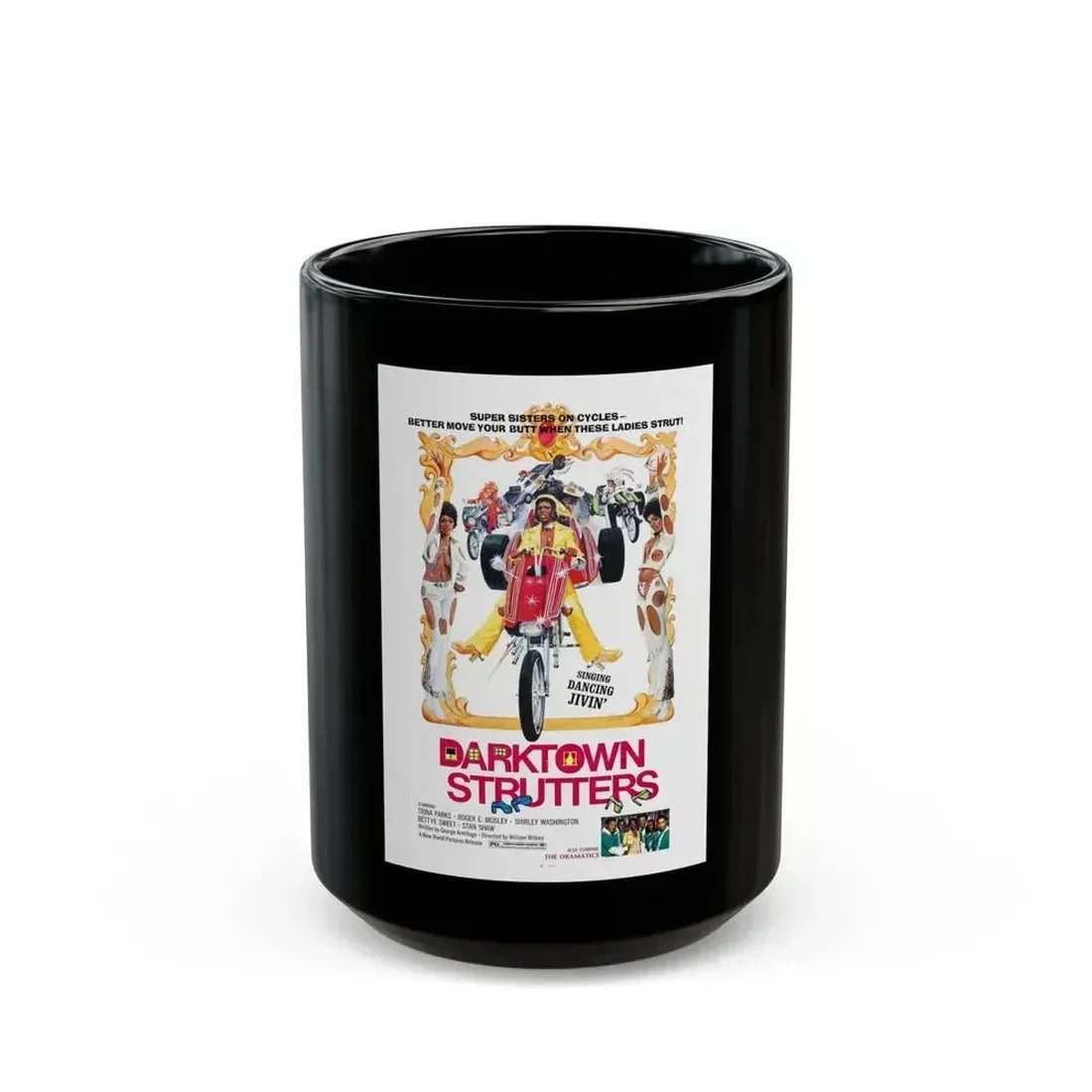 DARKTOWN STRUTTERS 1975 Movie Poster - Black Coffee Mug 15oz - Go Mug Yourself