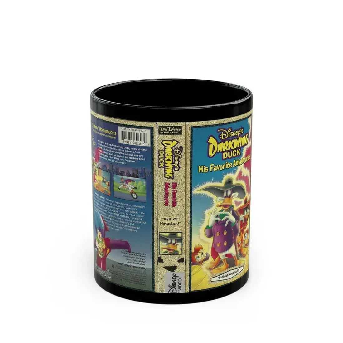 DARKWING DUCK HIS FAVORITE ADVENTURES (VHS COVER) - Black Coffee Mug 11oz - Go Mug Yourself