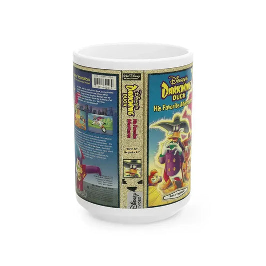 DARKWING DUCK HIS FAVORITE ADVENTURES (VHS COVER) - White Coffee Mug 15oz - Go Mug Yourself