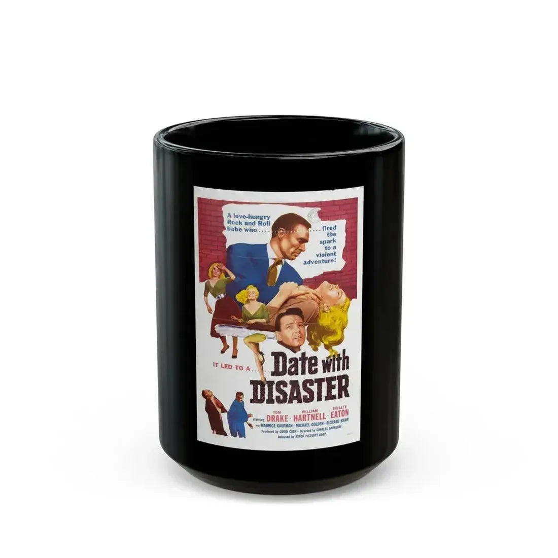DATE WITH DISASTER 1957 Movie Poster - Black Coffee Mug 15oz - Go Mug Yourself