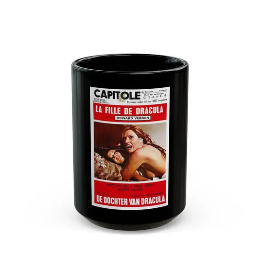 DAUGHTER OF DRACULA (BELGIAN) 1972 Movie Poster - Black Coffee Mug 15oz - Go Mug Yourself