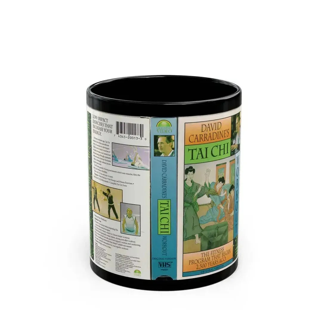 DAVID CARRADINES TAI CHI (VHS COVER) - Black Coffee Mug 11oz - Go Mug Yourself