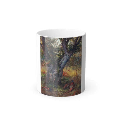 David George Steell (1856-1930) Pheasants in the Undergrowth - Oil on Canvas 1891 - Color Changing Mug 11oz-11oz-Go Mug Yourself