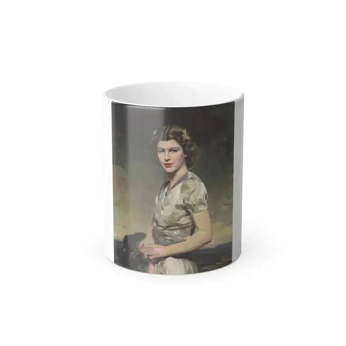 David Jagger (1891-1958) Portrait of a young girl in a grey dress - Oil on Canvas - Color Changing Mug 11oz 11oz - Go Mug Yourself