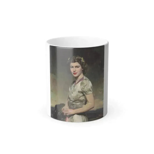 David Jagger (1891-1958) Portrait of a young girl in a grey dress - Oil on Canvas - Color Changing Mug 11oz 11oz - Go Mug Yourself