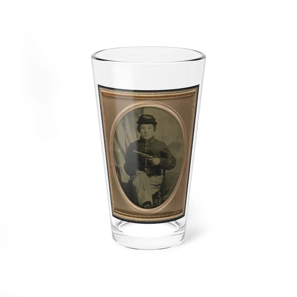 David Potts In Union Cavalry Uniform, With Revolver, In Front Of Painted Background (U.S. Civil War) Pint Glass 16oz-16oz-Go Mug Yourself