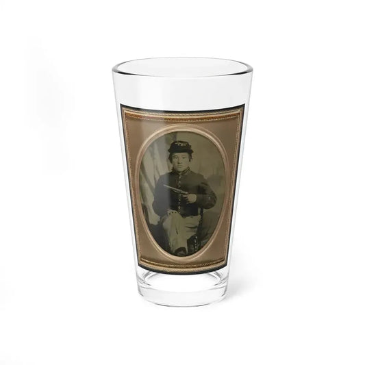 David Potts In Union Cavalry Uniform, With Revolver, In Front Of Painted Background (U.S. Civil War) Pint Glass 16oz 16oz - Go Mug Yourself