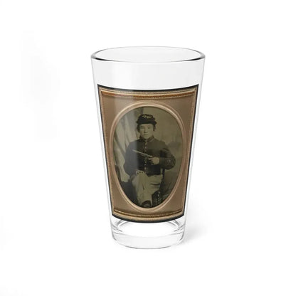 David Potts In Union Cavalry Uniform, With Revolver, In Front Of Painted Background (U.S. Civil War) Pint Glass 16oz 16oz - Go Mug Yourself