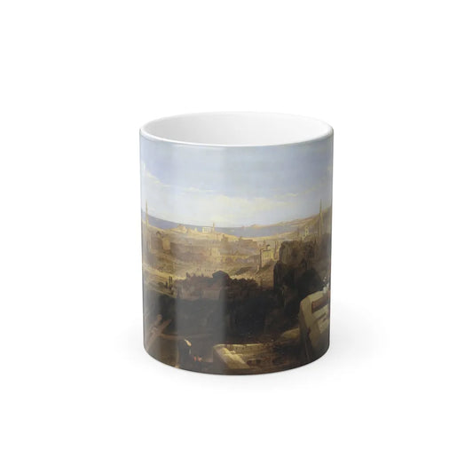 David Roberts (1796-1864) Edinburgh from the Castle - Oil on Canvas 1847 - Color Changing Mug 11oz-11oz-Go Mug Yourself