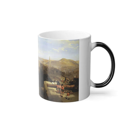 David Roberts (1796-1864) Edinburgh from the Castle - Oil on Canvas 1847 - Color Changing Mug 11oz-Go Mug Yourself