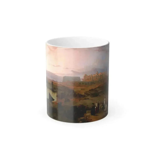 David Roberts (1796-1864) Ruins of the Great Temple at Karnak, Sunset - Oil on Canvas 1845 - Color Changing Mug 11oz 11oz - Go Mug Yourself