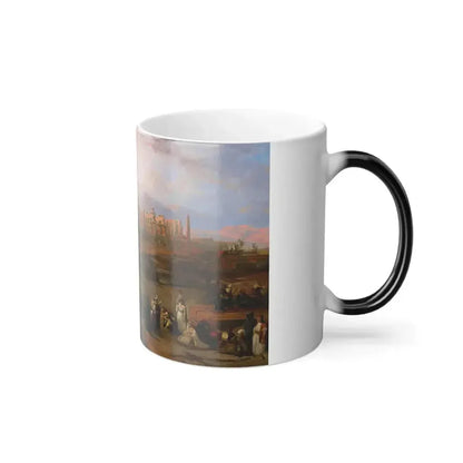 David Roberts (1796-1864) Ruins of the Great Temple at Karnak, Sunset - Oil on Canvas 1845 - Color Changing Mug 11oz - Go Mug Yourself