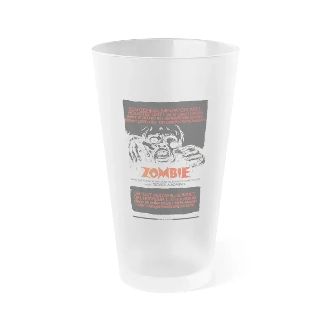 DAWN  OF THE DEAD (BELGIAN) 1978 Movie Poster - Frosted Pint Glass 16oz Default Title - Go Mug Yourself