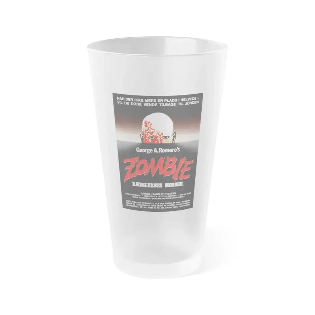 DAWN OF THE DEAD (DANISH) 1978 Movie Poster - Frosted Pint Glass 16oz Default Title - Go Mug Yourself