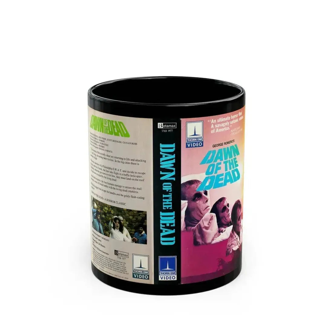 DAWN OF THE DEAD THORN EMI VIDEO (VHS COVER) - Black Coffee Mug 11oz - Go Mug Yourself