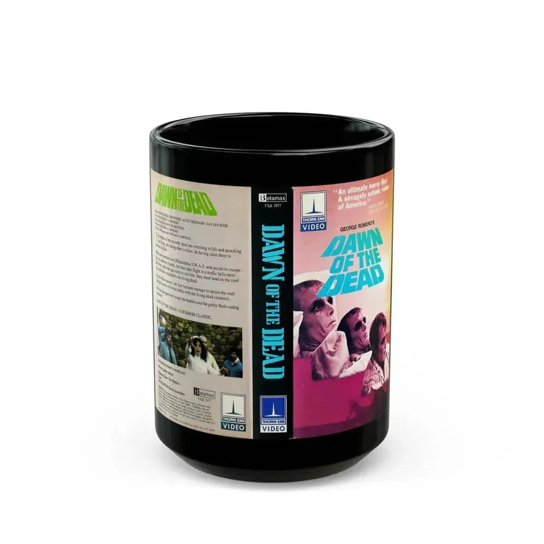 DAWN OF THE DEAD THORN EMI VIDEO (VHS COVER) - Black Coffee Mug 15oz - Go Mug Yourself