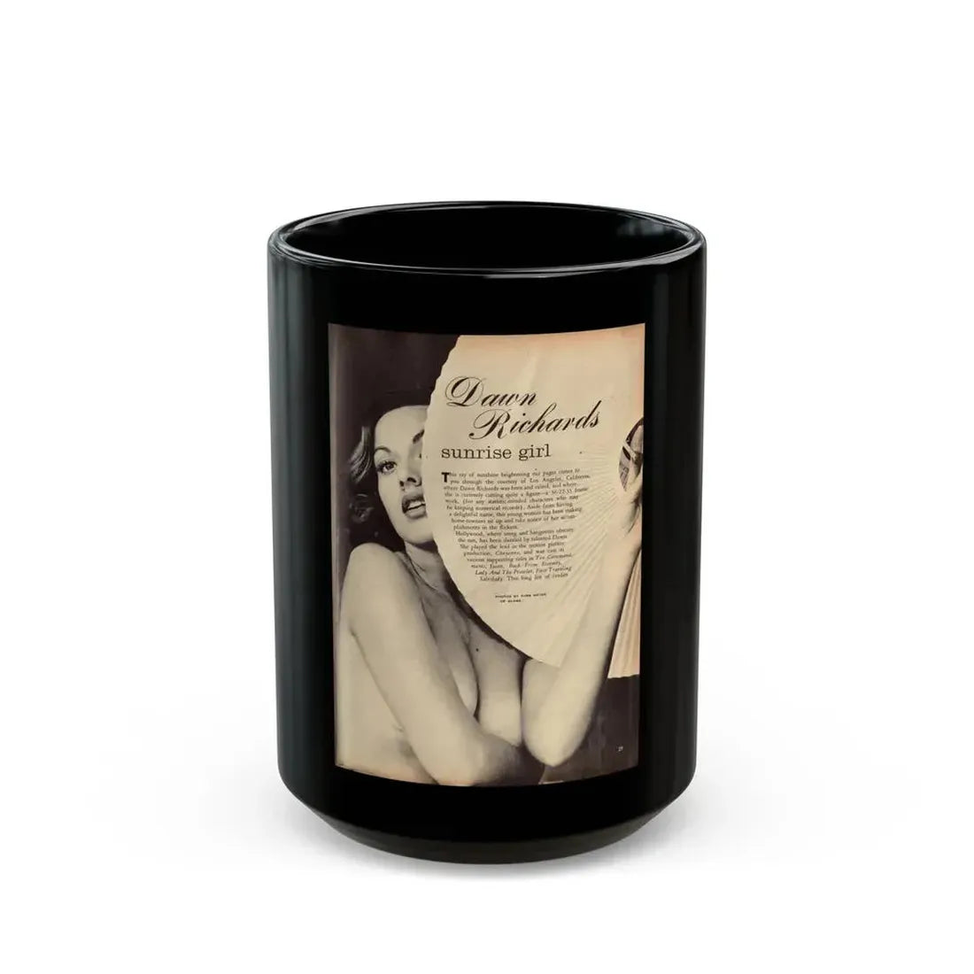 Dawn Richard #101 - [Pages 29] Including Pages 1 of 5 with 1 B&W Photo & Brief Article from ADVENTURE Dec. '60 Mag. (Vintage Female Icon) Black Coffee Mug 15oz - Go Mug Yourself