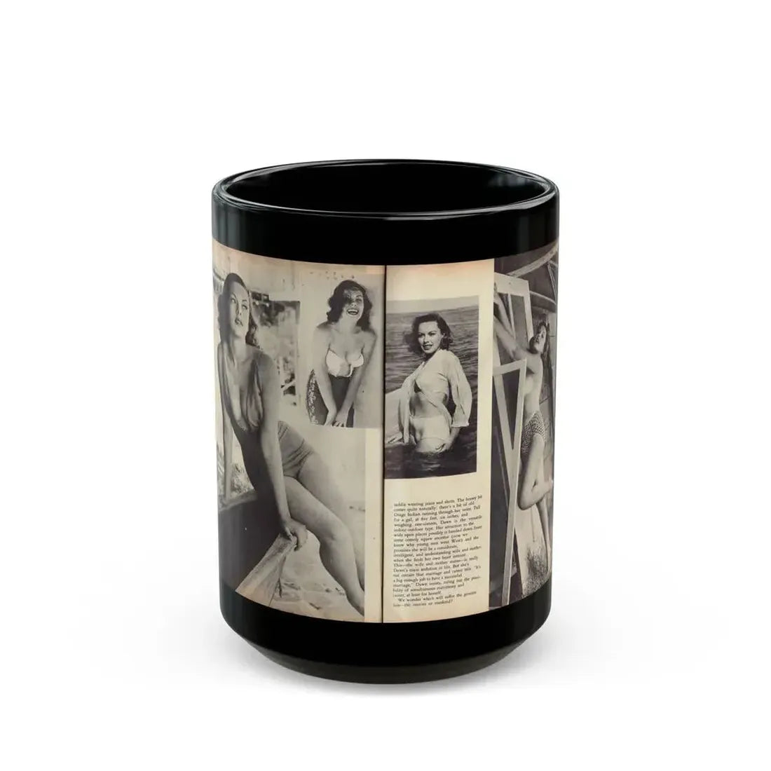 Dawn Richard #103 - [Pages 33 & 34] Including Pages 4 & 5 of 5 with, 4 B&W Photos+Article Ending from ADVENTURE Dec. '60 Mag. (Vintage Female Icon) Black Coffee Mug 15oz - Go Mug Yourself