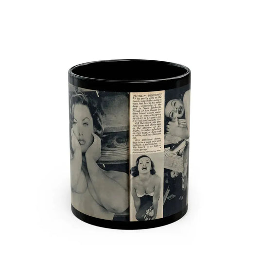 Dawn Richard #106 - [Pages 48 & 49] Including Pages 3 & 4 of 4 with, 3 B&W Photos from MAN's Magazine June 1963 (Vintage Female Icon) Black Coffee Mug 11oz - Go Mug Yourself