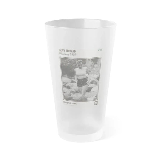 Dawn Richard #108 - Dawn on 2.5x3.5 Playboy Collector Card (Vintage Female Icon) Frosted Pint Glass 16oz 16oz Frosted - Go Mug Yourself