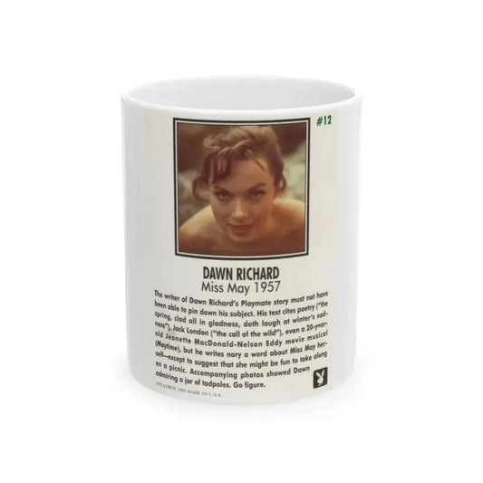 Dawn Richard #110 - Dawn on 2.5x3.5 Playboy Collector Card (Vintage Female Icon) White Coffee Mug 11oz - Go Mug Yourself
