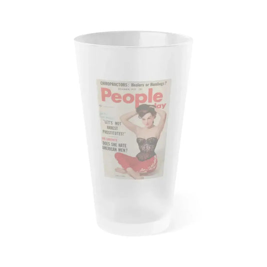 Dawn Richard #33 - Dawn on Cover in Color of People Today Pocket Mag. Nov. '57 & inside spread (Vintage Female Icon) Frosted Pint Glass 16oz 16oz Frosted - Go Mug Yourself