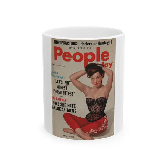 Dawn Richard #33 - Dawn on Cover in Color of People Today Pocket Mag. Nov. '57 & inside spread (Vintage Female Icon) White Coffee Mug 11oz - Go Mug Yourself