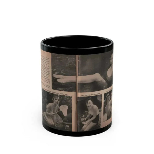Dawn Richard #35 - [Pages 52 & 53] Including Pages 3 & 4 of 6 with, 4 B&W Photos, Article & Caption from People Today Pocket Mag. Nov. '57 (Vintage Female Icon) Black Coffee Mug 11oz - Go Mug Yourself
