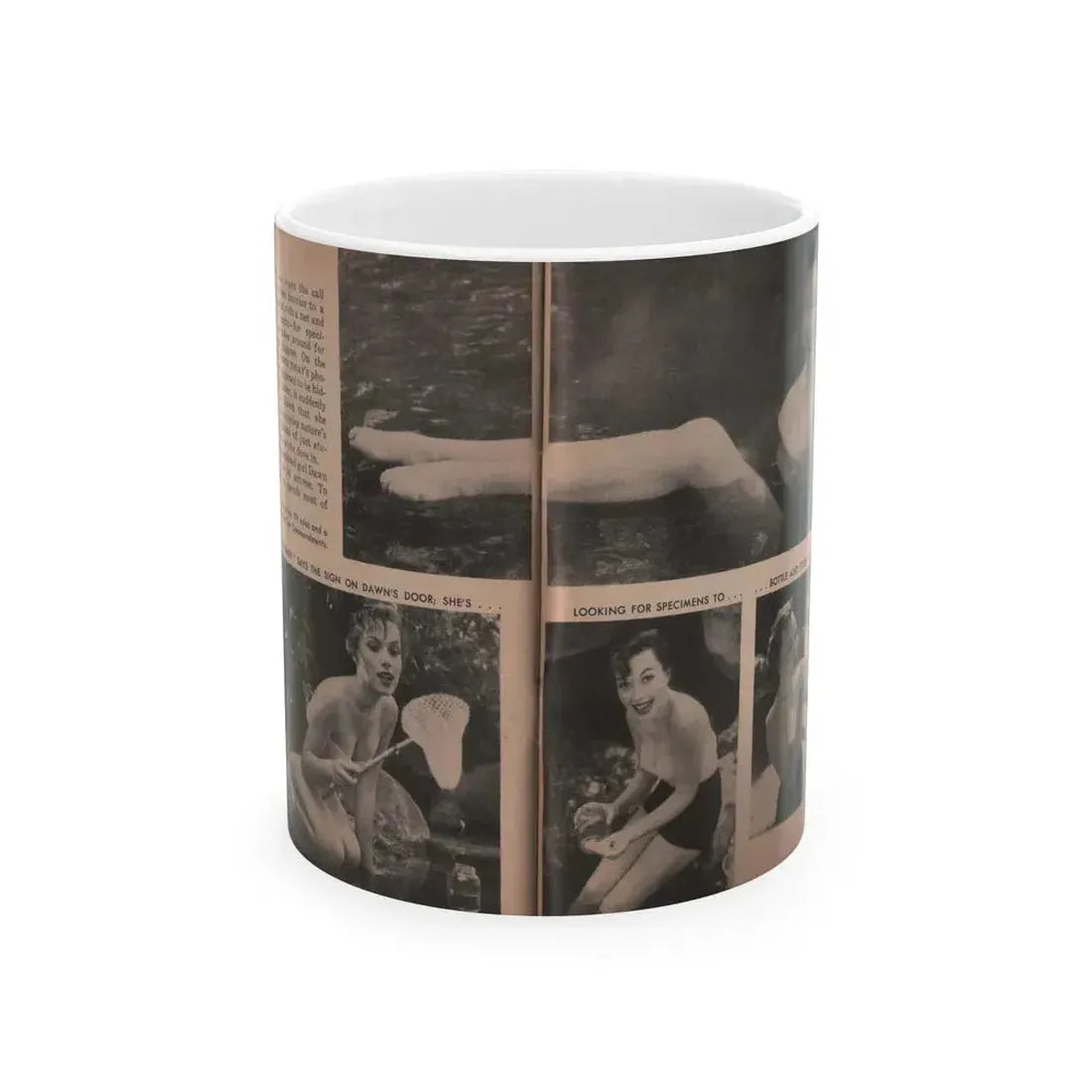 Dawn Richard #35 - [Pages 52 & 53] Including Pages 3 & 4 of 6 with, 4 B&W Photos, Article & Caption from People Today Pocket Mag. Nov. '57 (Vintage Female Icon) White Coffee Mug 11oz - Go Mug Yourself