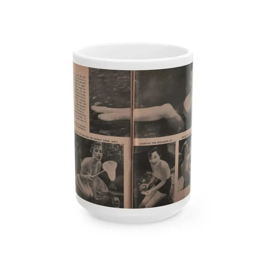 Dawn Richard #35 - [Pages 52 & 53] Including Pages 3 & 4 of 6 with, 4 B&W Photos, Article & Caption from People Today Pocket Mag. Nov. '57 (Vintage Female Icon) White Coffee Mug 15oz - Go Mug Yourself