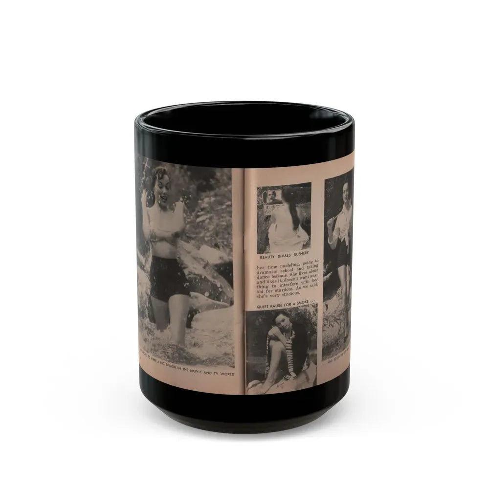 Dawn Richard #36 - [Pages 54 & 55] Including Pages 5 & 6 of 6 with, 2 B&W Photos+Captions from People Today Pocket Mag. Nov. '57 (Vintage Female Icon) Black Coffee Mug 15oz - Go Mug Yourself