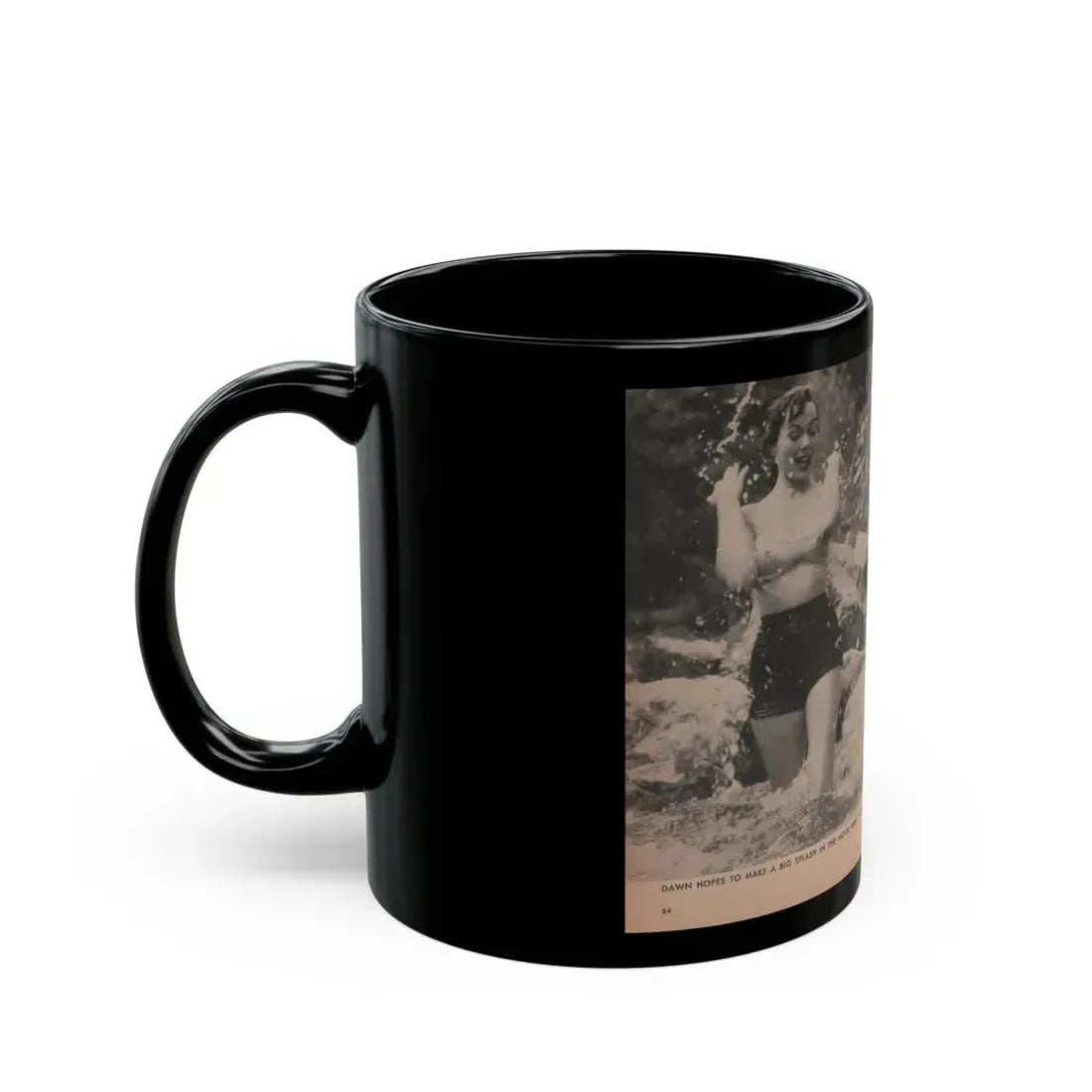 Dawn Richard #36 - [Pages 54 & 55] Including Pages 5 & 6 of 6 with, 2 B&W Photos+Captions from People Today Pocket Mag. Nov. '57 (Vintage Female Icon) Black Coffee Mug - Go Mug Yourself