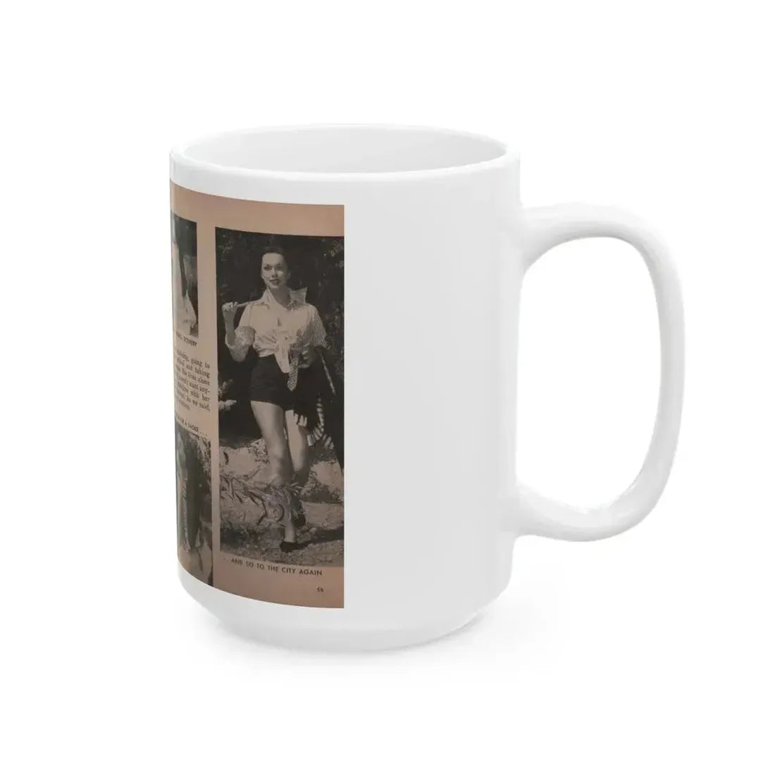 Dawn Richard #36 - [Pages 54 & 55] Including Pages 5 & 6 of 6 with, 2 B&W Photos+Captions from People Today Pocket Mag. Nov. '57 (Vintage Female Icon) White Coffee Mug - Go Mug Yourself
