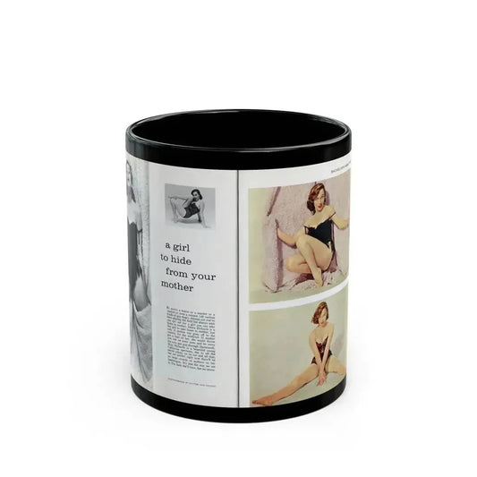 Dawn Richard #37 - [Pages 22 & 23] Including Pages 1 & 2 of 6 with, 4 Photos of Dawn 2 B&W, 2 Color+Article from Bachelor Mag. Nov. '57 (Vintage Female Icon) Black Coffee Mug 11oz - Go Mug Yourself