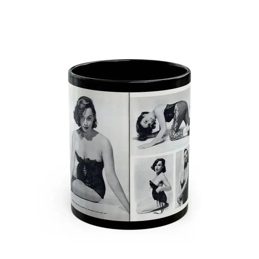Dawn Richard #38 - [Pages 24 & 25] Including Pages 3 & 4 of 6 with, 4 Photos B&W & Caption from Bachelor Mag. Nov. '57 (Vintage Female Icon) Black Coffee Mug 11oz - Go Mug Yourself