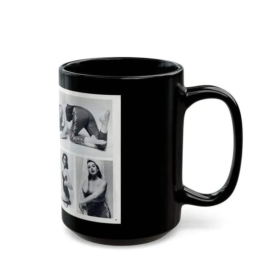 Dawn Richard #38 - [Pages 24 & 25] Including Pages 3 & 4 of 6 with, 4 Photos B&W & Caption from Bachelor Mag. Nov. '57 (Vintage Female Icon) Black Coffee Mug - Go Mug Yourself