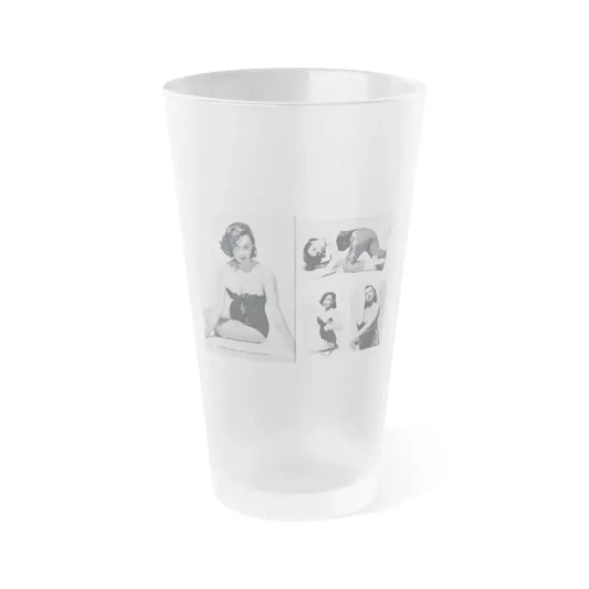 Dawn Richard #38 - Pages 24 & 25 Including Pages 3 & 4 of 6 with, 4 Photos B&W & Caption from Bachelor Mag. Nov. '57 (Vintage Female Icon) Frosted Pint Glass 16oz 16oz Frosted - Go Mug Yourself